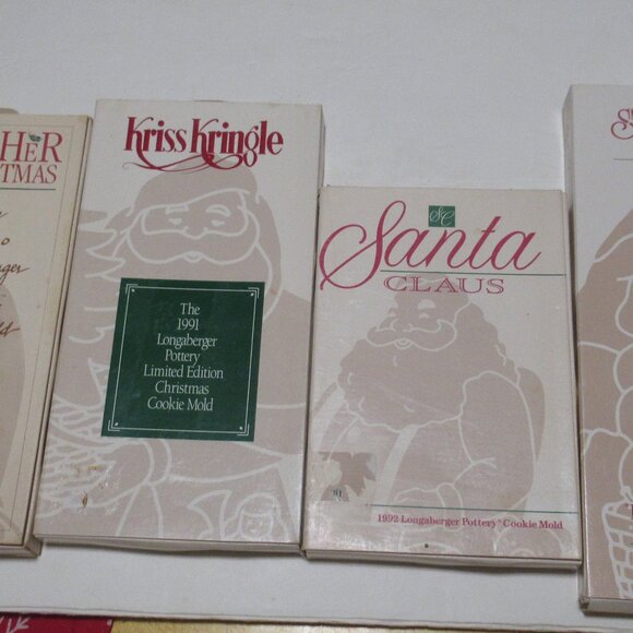 4 Longaberger Father Christmas Santa St. Nick Kriss Kringle Cookie Molds 1990's - Picture 1 of 8
